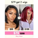 $79 Get 2 Wigs Limited Sale Natural Color& Highlight Color C Part Lace Front Bob Wig Combo Deal ,YS03