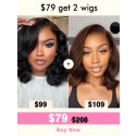 $79 Get 2 Wigs Limited Sale Natural Color& Red Brown Color C Part Lace Front Bob Wig Combo Deal,YS04