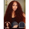 Wear & Go Reddish Brown Kinky Curly 4x6 Lace Closure 180% Density Wig,YS492