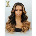 YSwigs 13x6 HD Ombre Brown and Blond Wave Wig ,YS483