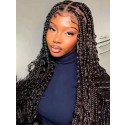 Braids Wig Triangle Knotless Braided Wigs for Women Curls Wig Braided Lace Front Wigs Full Double Lace Braid Wigs 24" Black,YS11