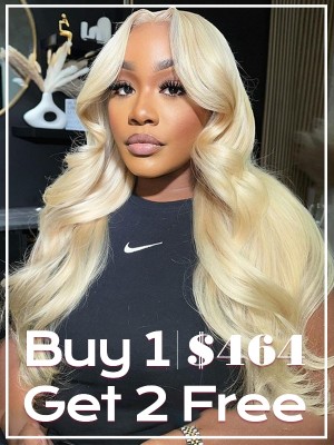 Buy 1 send 1 free wigs 613 blonde hair body wave 13x6 hd lace wigs ,YS475